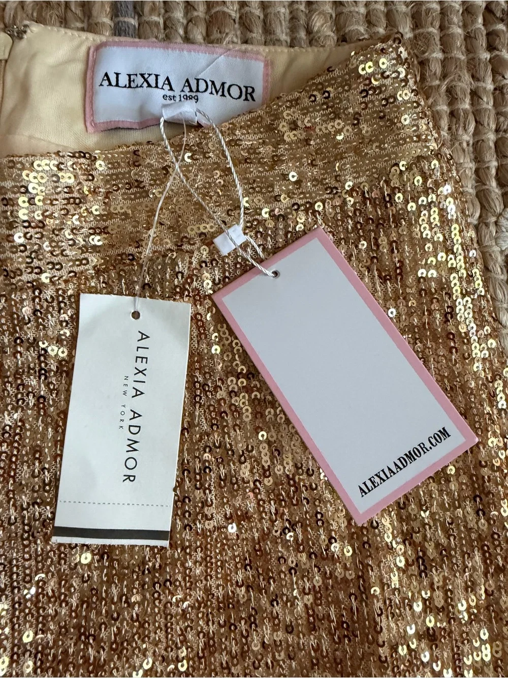 New Alexia Admor Lilly Wide Leg Mid-Rise Sequin Pant XS